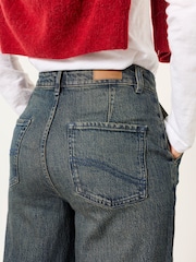 FatFace Hove Dark Teal Blue Wide Leg Crop Jeans - Image 6 of 8