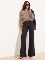 Lipsy Mink Brown Check Oversized Pocket Detail Shirt - Image 3 of 4