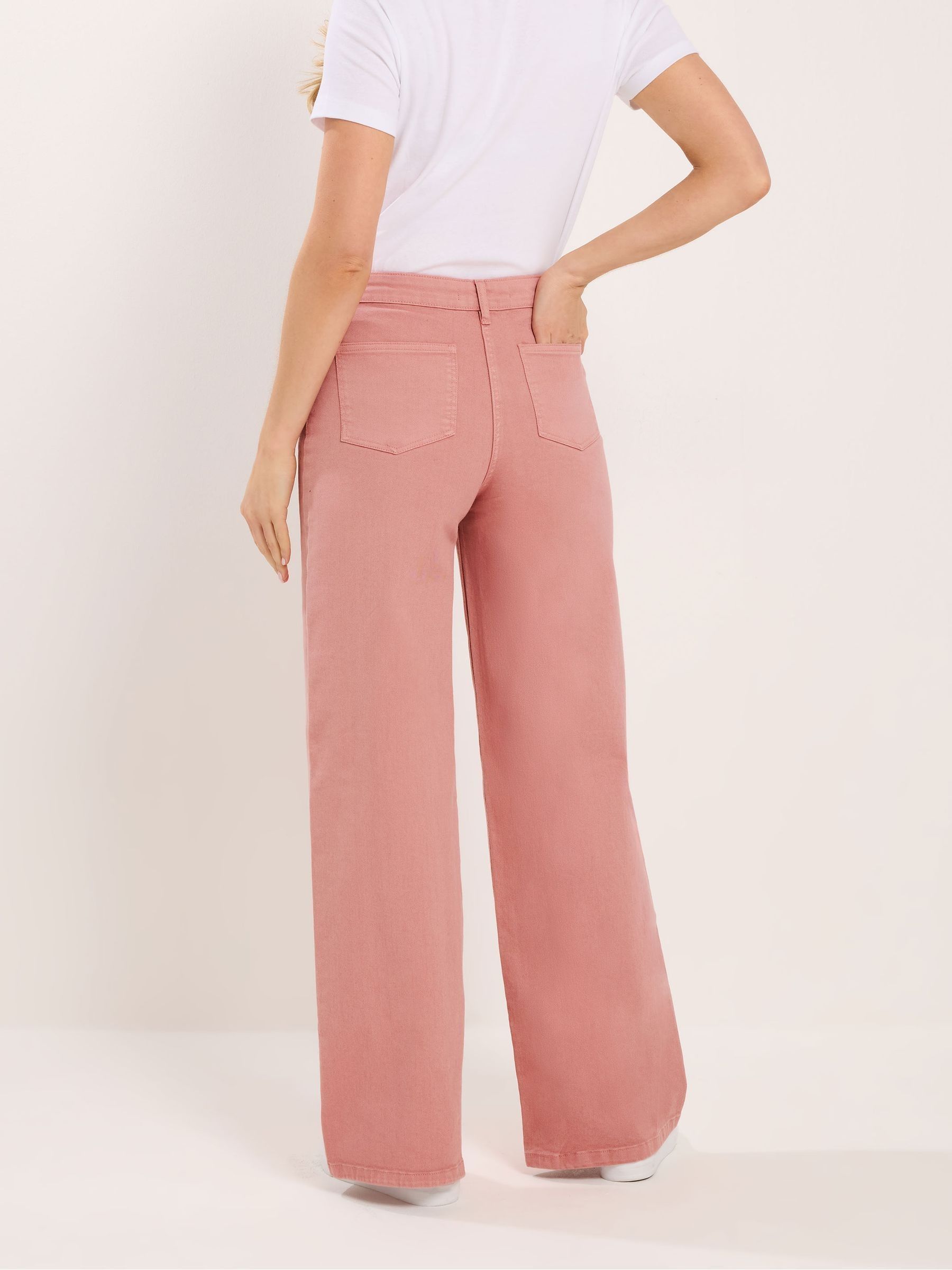 Buy Long Tall Sally Pink Button Wide Leg Jeans from Next USA