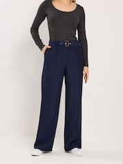 Long Tall Sally Blue Belted Wide Leg Trousers - Image 2 of 5