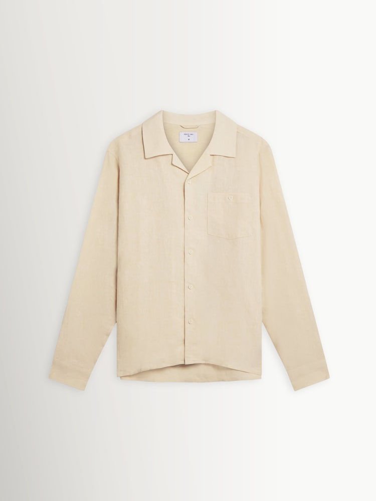 Percival Natural Long Sleeve Cuban Linen Shirt - Image 4 of 4