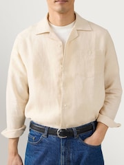 Percival Natural Long Sleeve Cuban Linen Shirt - Image 6 of 7