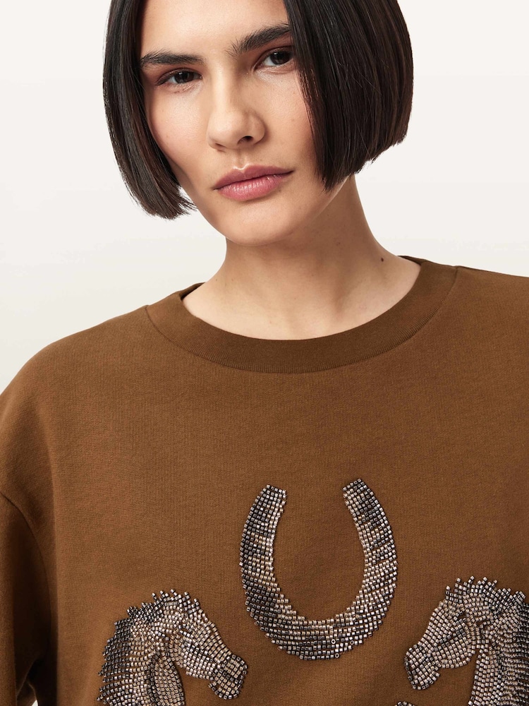 AllSaints Brown Luck Pippa Sweatshirt - Image 1 of 7