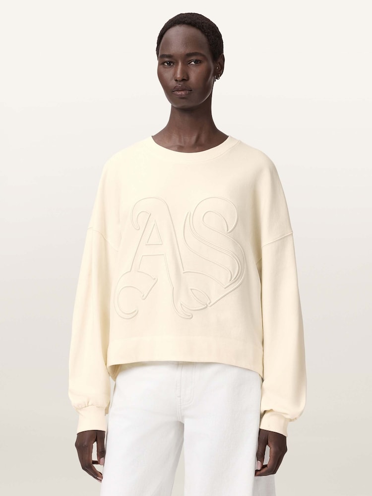 AllSaints White Lila Embos Sweatshirt - Image 1 of 5