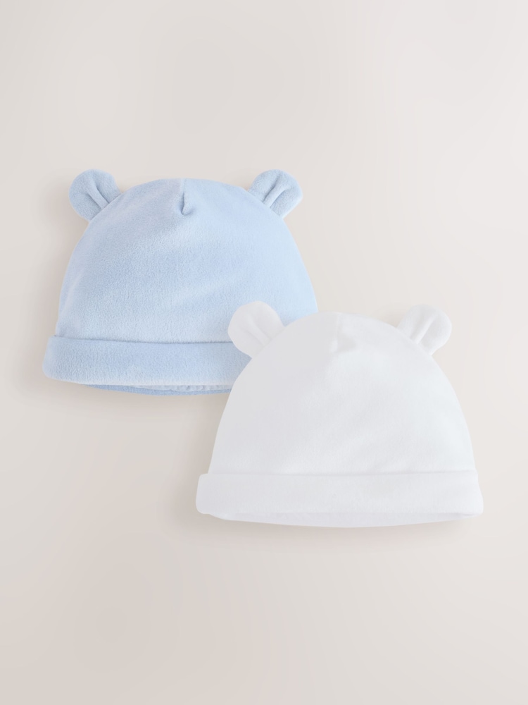 Blue and White Baby Beanies 2 Pack (0-12mths) - Image 1 of 6 Blue and White Baby Beanies 2 Pack (0-12mths) - Image 1 of 6