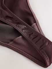 Brown/Pink Thong High Shine Satin & Lace Knickers - Image 7 of 8