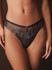 Charcoal Grey High Leg N.Premium Swiss Designed Embroidered Knickers - Image 2 of 10