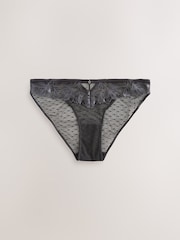 Charcoal Grey High Leg N.Premium Swiss Designed Embroidered Knickers - Image 7 of 10