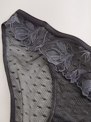 Charcoal Grey High Leg N.Premium Swiss Designed Embroidered Knickers - Image 8 of 10