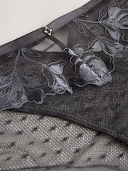 Charcoal Grey High Leg N.Premium Swiss Designed Embroidered Knickers - Image 9 of 10