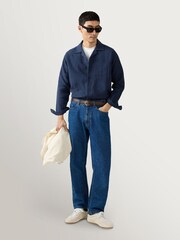 Percival Blue Long Sleeve Cuban Linen Shirt - Image 4 of 7