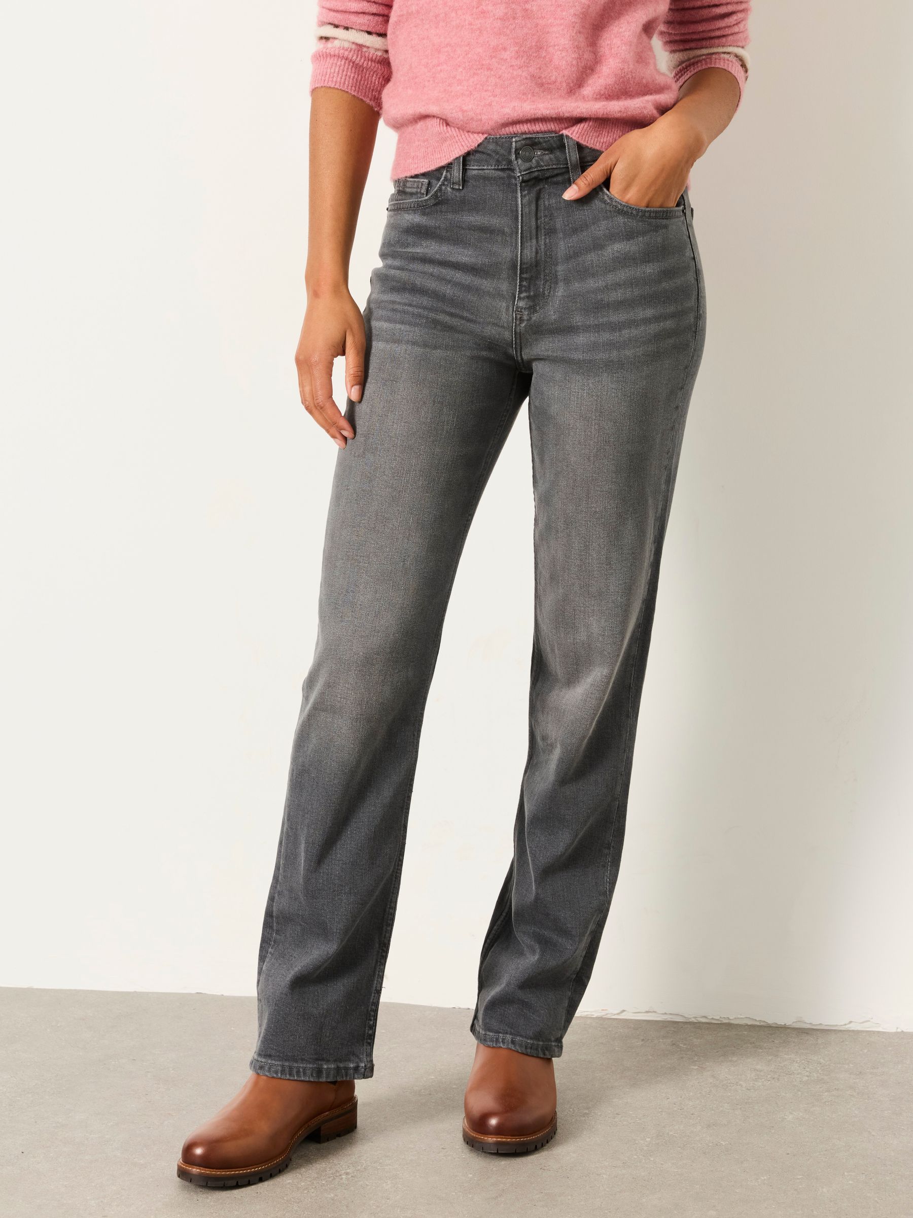 Fat Face Women's Grey Fatface Carmel Washed Comfort Straight Jeans