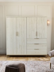 White Bronx Oak Effect 4 Door, 3 Drawer Wardrobe - Image 1 of 10