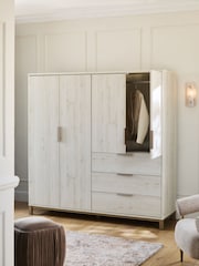 White Bronx Oak Effect 4 Door, 3 Drawer Wardrobe - Image 3 of 10