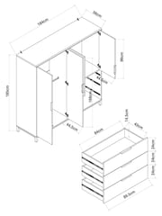 White Bronx Oak Effect 4 Door, 3 Drawer Wardrobe - Image 5 of 10