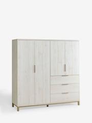 White Bronx Oak Effect 4 Door, 3 Drawer Wardrobe - Image 8 of 10