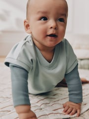 Blue Sweat Tank, Bodysuit and Joggers Baby 3 Piece Set (0mths-2yrs) - Image 4 of 22