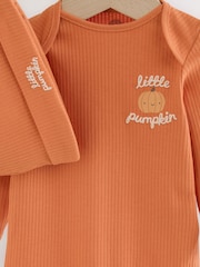 pomarańczowe halloween - Baby Bodysuit and Hat 2 Piece - Obraz 5 z 7