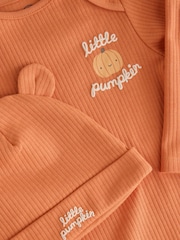 pomarańczowe halloween - Baby Bodysuit and Hat 2 Piece - Obraz 6 z 7