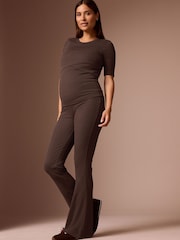Chocolate Brown Maternity Flare Leggings - Image 1 of 10