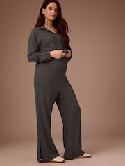 رمادي - Maternity Knit Co-Ord Trousers Set - صورة 3 من 5