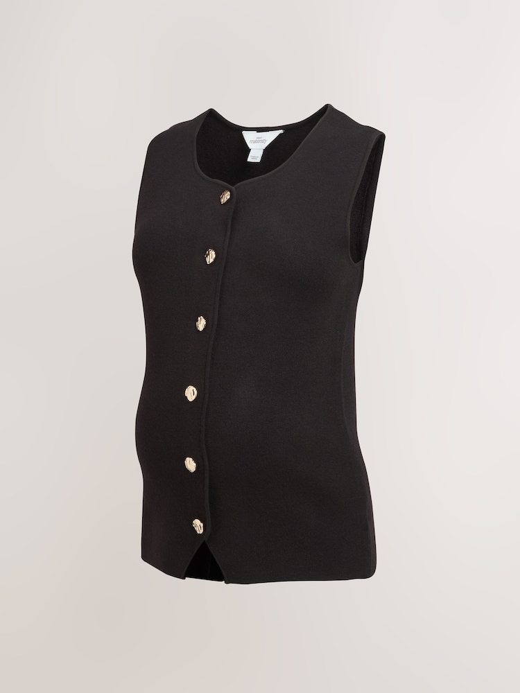 שחור - Maternity Button Through Knitted Vest - תמונה 1 מתוך 4