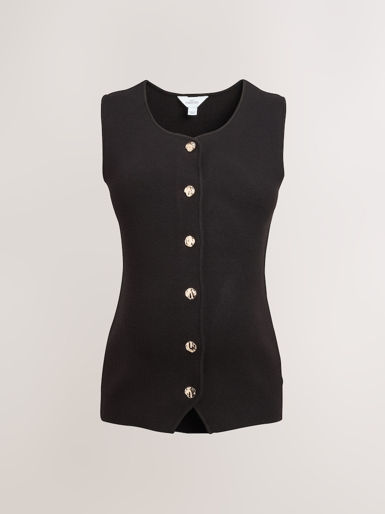 שחור - Maternity Button Through Knitted Vest - תמונה 2 מתוך 4