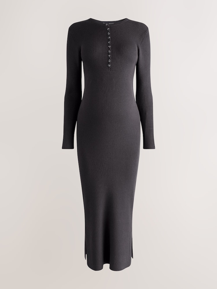 Charcoal Grey Maternity Long Sleeve Knitted Dress - Image 2 of 4