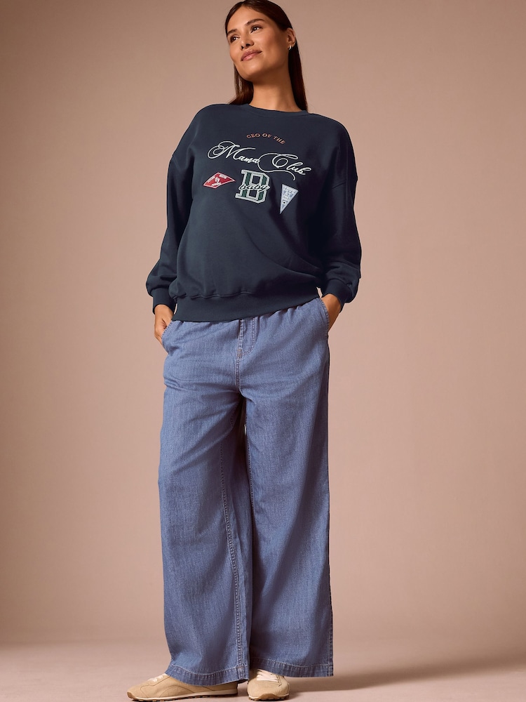 Navy Maternity Mama Club Sweatshirt - Image 2 of 9 Navy Maternity Mama Club Sweatshirt - Image 2 of 9