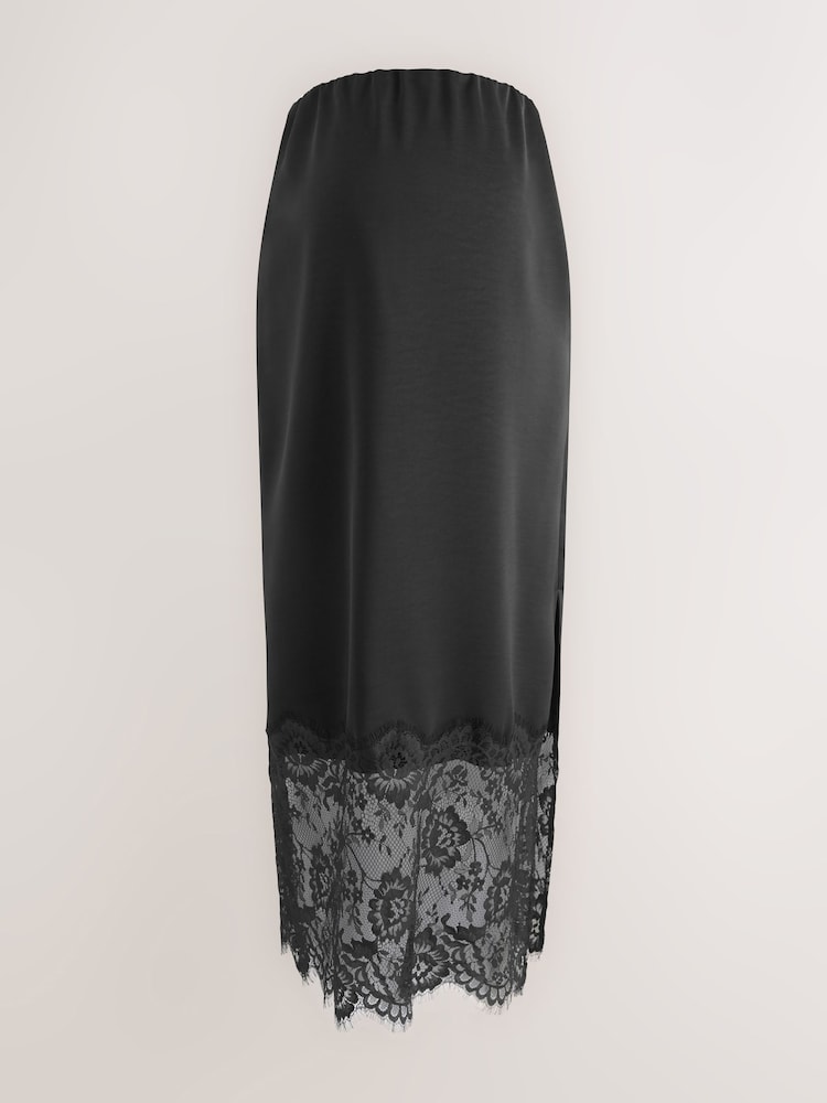 Schwarz - Maternity Satin Skirt With Lace - Bild 2 von 4 Schwarz - Maternity Satin Skirt With Lace - Bild 2 von 4