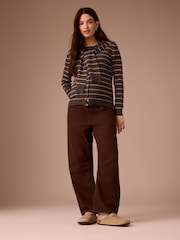 Brown Maternity Striped Cardigan With Wool - Image 3 of 10