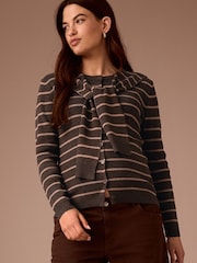 Brown Maternity Striped Cardigan With Wool - Image 4 of 10
