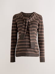 Brown Maternity Striped Cardigan With Wool - Image 7 of 10