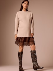 Taupe Brown Maternity 2-In-1 Mock Layer Dress - Image 2 of 4