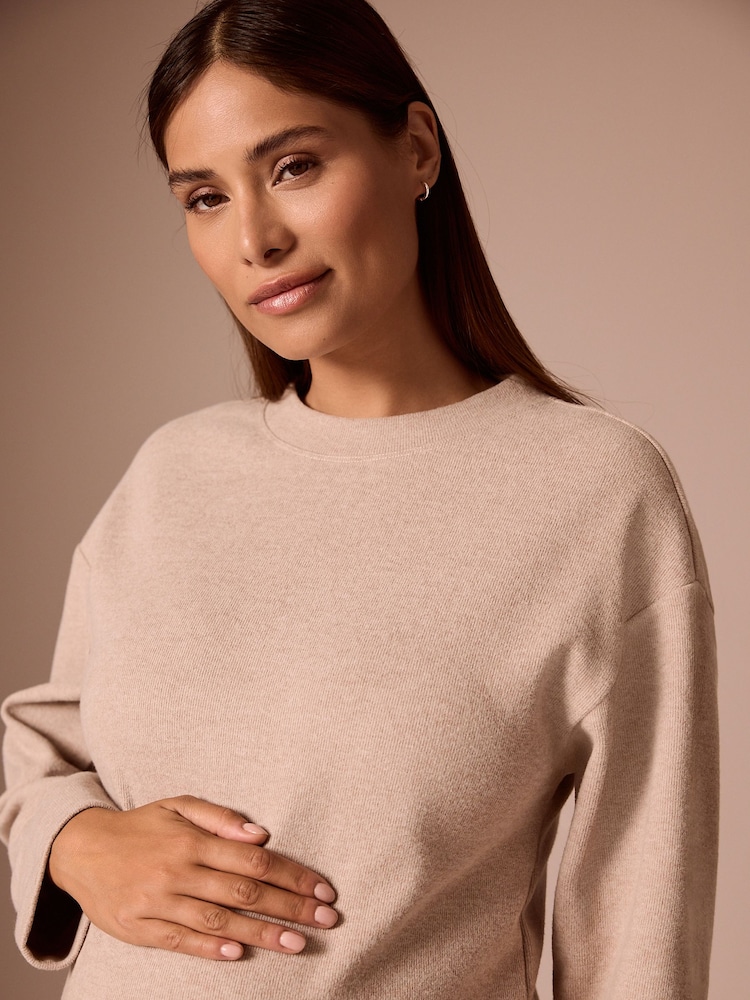 Taupe Brown Maternity 2-In-1 Mock Layer Dress - Image 4 of 4 Taupe Brown Maternity 2-In-1 Mock Layer Dress - Image 4 of 4