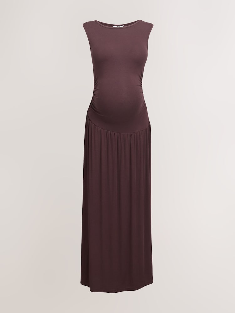 brown maternity cocktail dress Toffee Brown Ribbed Jersey Maternity Dress