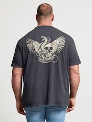 BadRhino Big & Tall Grey Acid Wash Snake Skull T-Shirt - Image 3 of 5