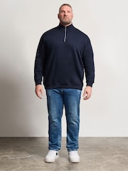BadRhino Big & Tall Blue Loopback Half Zip Polo Sweat Top - Image 2 of 6
