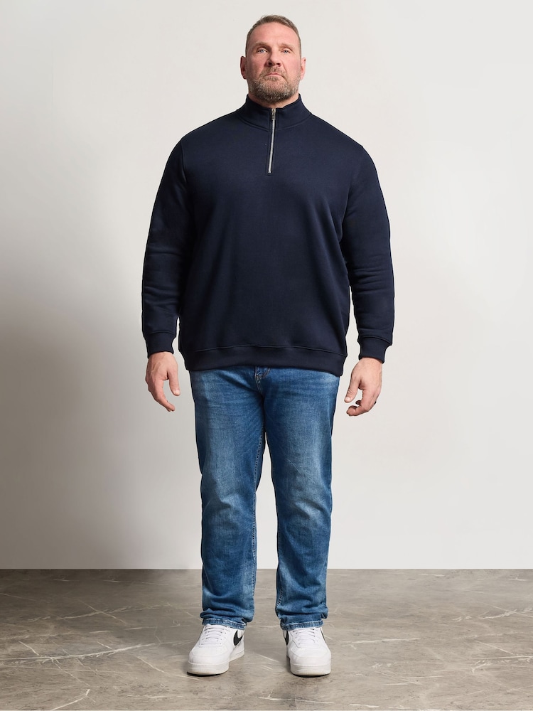 BadRhino Big & Tall Blue Loopback Half Zip Polo Sweat Top - Image 2 of 6