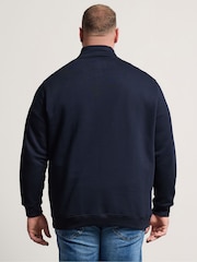 BadRhino Big & Tall Blue Loopback Half Zip Polo Sweat Top - Image 3 of 6