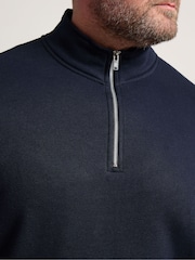 BadRhino Big & Tall Blue Loopback Half Zip Polo Sweat Top - Image 4 of 6