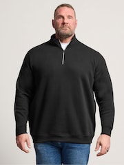 BadRhino Big & Tall Black Loopback Half Zip Polo Sweat Top - Image 1 of 6