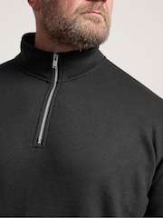 BadRhino Big & Tall Black Loopback Half Zip Polo Sweat Top - Image 4 of 6