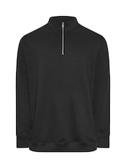 BadRhino Big & Tall Black Loopback Half Zip Polo Sweat Top - Image 5 of 6