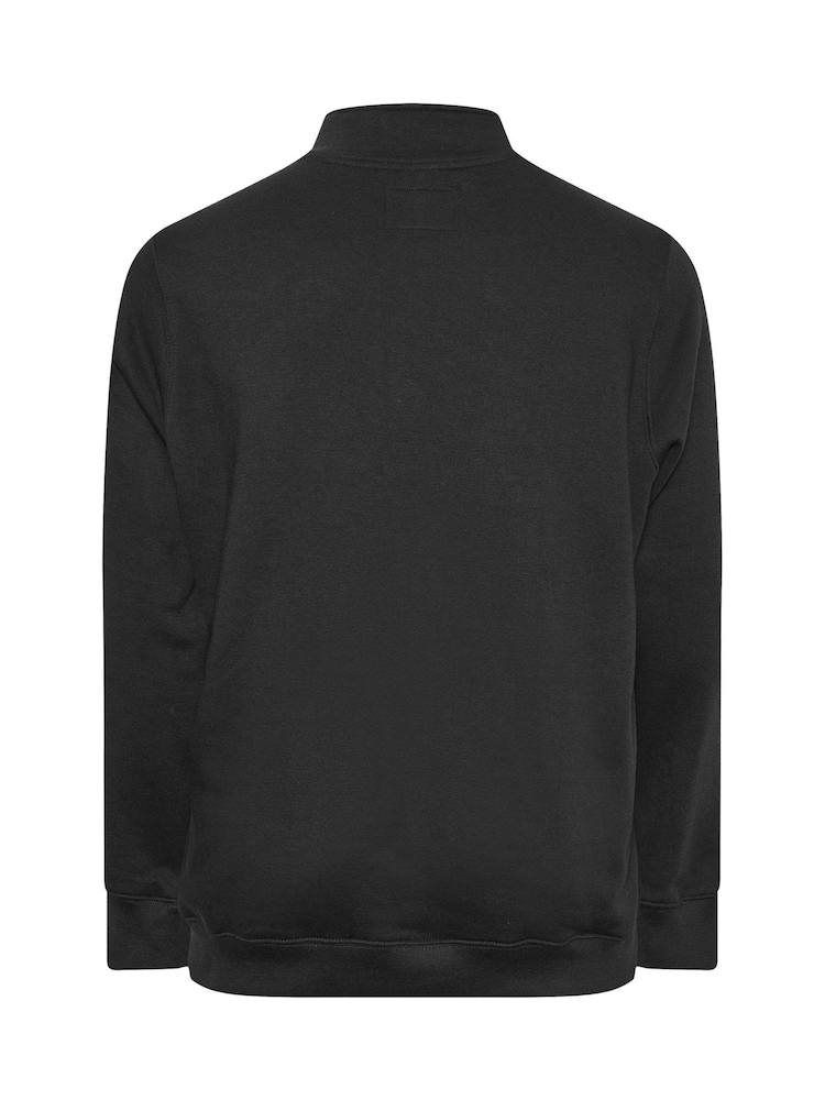 BadRhino Big & Tall Black Loopback Half Zip Polo Sweat Top - Image 6 of 6