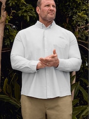 BadRhino Big & Tall White/Grey Stripe Oxford Long Sleeve Shirt - Image 1 of 3