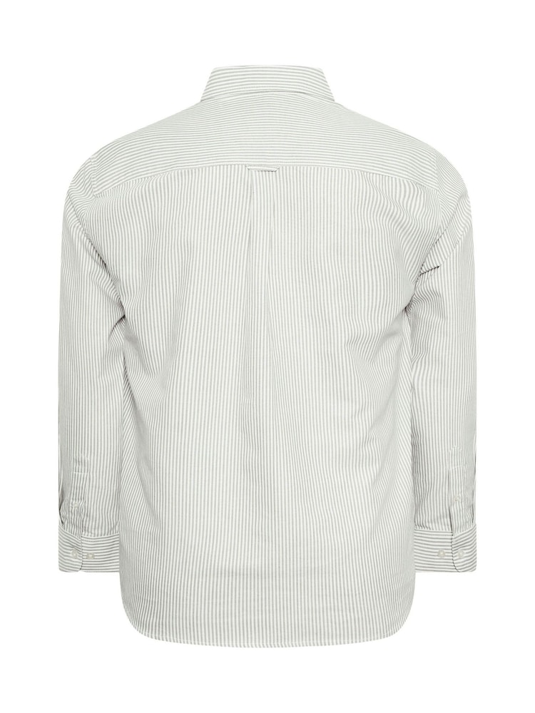 BadRhino Big & Tall White/Grey Stripe Oxford Long Sleeve Shirt - Image 3 of 3