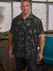 BadRhino Big & Tall Black All Over Print Tatoo Shirt - Image 1 of 3