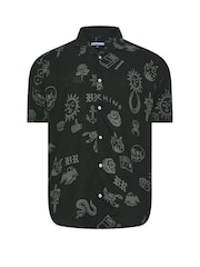 BadRhino Big & Tall Black All Over Print Tatoo Shirt - Image 2 of 3
