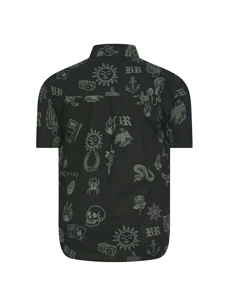 BadRhino Big & Tall Black All Over Print Tatoo Shirt - Image 3 of 3